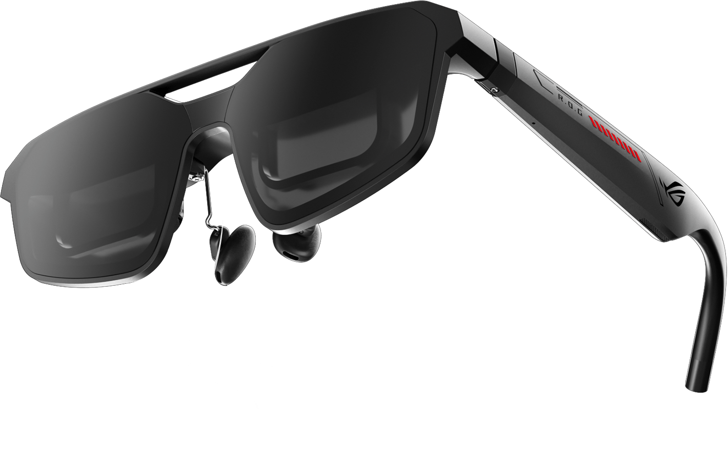 Hand-drawn illustrations show how the glasses fit different nose shapes, with two frame sizes available.